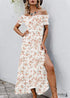 Vestido largo de verano bohemio con escote Bardot y flores Ximena